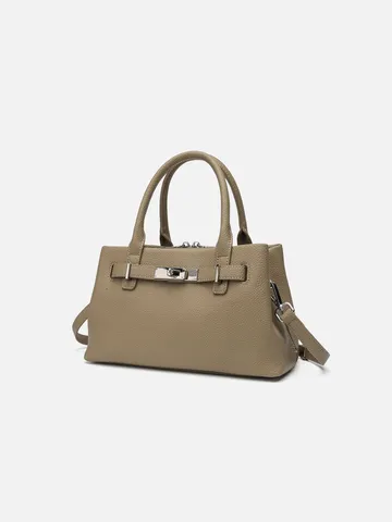 Borsa a Mano da Donna in Pelle PU con Manico Superiore Classica Grana Litchi Borsa a Tracolla Con Chiusura