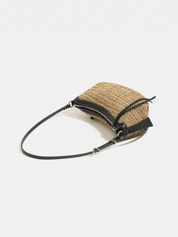 Borsa a Tracolla Tessuta Francese in Paglia Borsa Mare Vacanze Estive Commuter Borsa a Mano per Donne