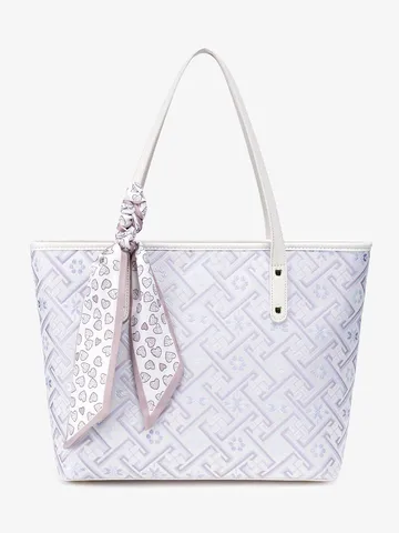 Borsa Tote di Grande Capacità da Donna in Pelle PU Borsa a Mano Elegante Modello Geometrico Borsa a Tracolla con Manico Superiore