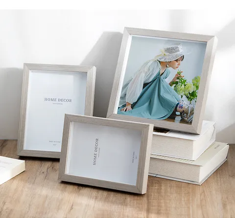 Modern Minimalist Wood Grain Photo Frame Tabletop Picture Frame Hollow DIY Home Decor Picture Holder