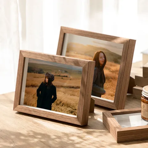 Wooden Hollow 3D Picture Frame Modern Minimalist Photo Frame Desk Display Stand Wall Hanging Home Decor