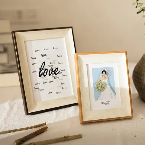 American Retro Wood Grain Picture Frame Tabletop Photo Holder Decorative Frame For Home Decor Living Room Bedroom