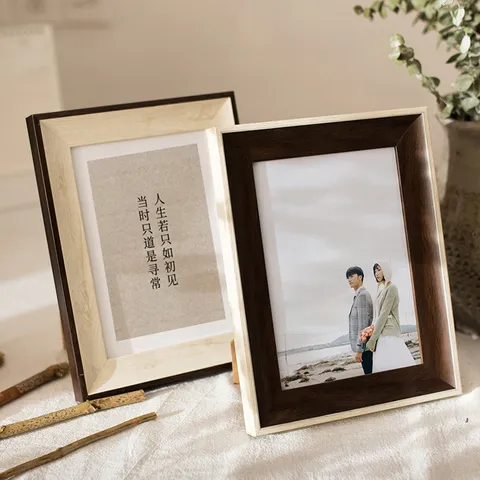 American Retro Wood Grain Picture Frame Tabletop Photo Holder Decorative Frame For Home Decor Living Room Bedroom