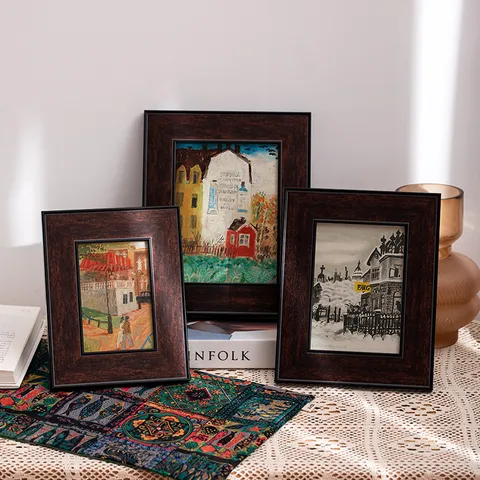 Vintage Retro Resin Picture Frame Antique Dark Brown Photo Frame Wall and Tabletop Display Decorative Art Frame