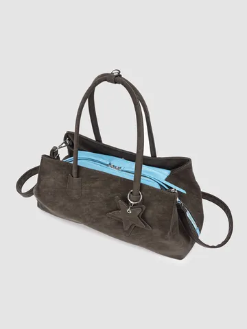 Borsa Tote da Donna in Morbida Pelle PU Stile Occidentale Grande Capacità Multi-Scomparto Fodera a Contrasto Con Stella