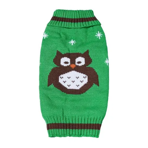 Cute Owl Pattern Pet Dog Sweater Knitted Winter Warm Puppy Clothes For Small Dogs Schnauzers And Bichons