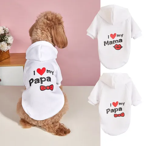 Pet Dog Fleece Hoodie Cute Bow Heart Letter Print Warm Winter Apparel Warm Clothes For Small Medium Dogs