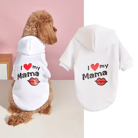 Pet Dog Fleece Hoodie Cute Bow Heart Letter Print Warm Winter Apparel Warm Clothes For Small Medium Dogs