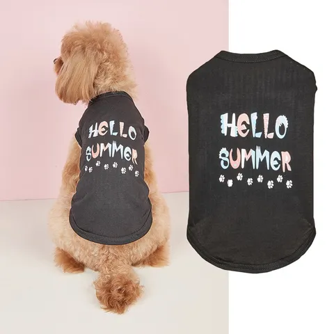Zomer Huisdier Vest Effen Kleur Hello Summer Print Schattige Kattenpoot Hondenvest Ademend Polyester Kleine Honden Kleding Tanktop