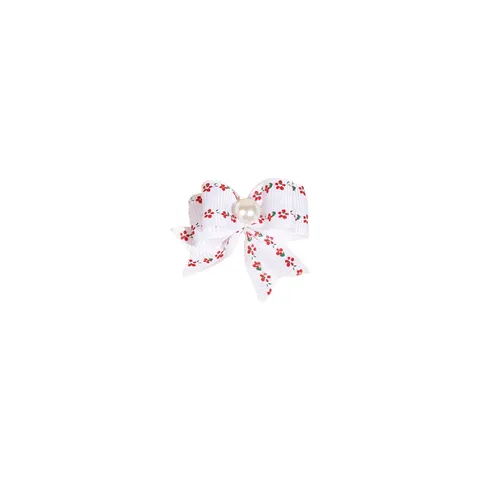 Cute Pet Hair Bows Floral Ribbon Pearl Hair Clips Dog Grooming Accessories Small Puppy Hair Ornaments Decorative Headwear