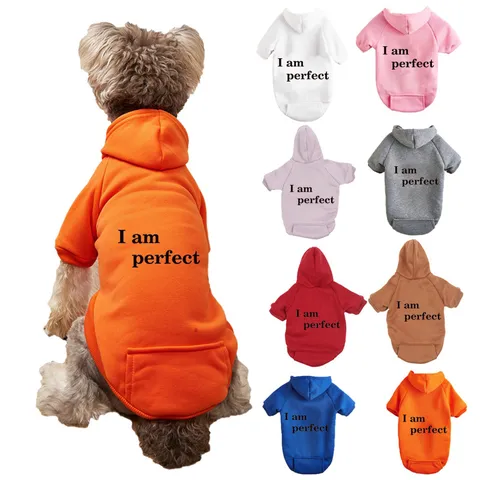 Warm Fleece Pet Dog Hoodie Winter Cute Letter Printed Two-Leg Clothes Small Dogs Cats Apparel Coat Jacket