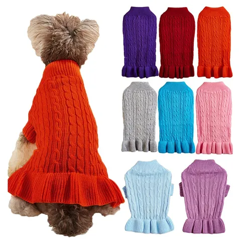 Cute Small Dog Sweater Winter Warm Twisted Knit Puppy Clothes Candy Color Pet Apparel For Teddy Bichon
