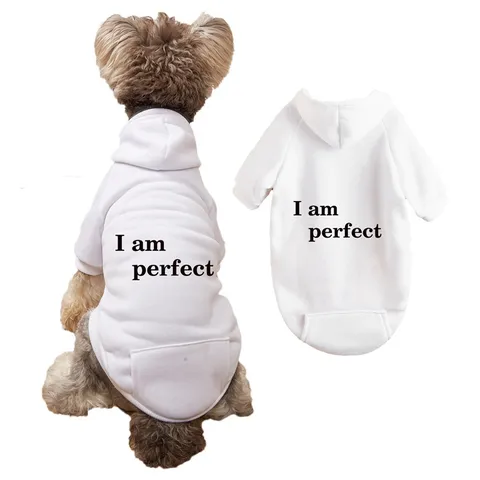 Warm Fleece Pet Dog Hoodie Winter Cute Letter Printed Two-Leg Clothes Small Dogs Cats Apparel Coat Jacket
