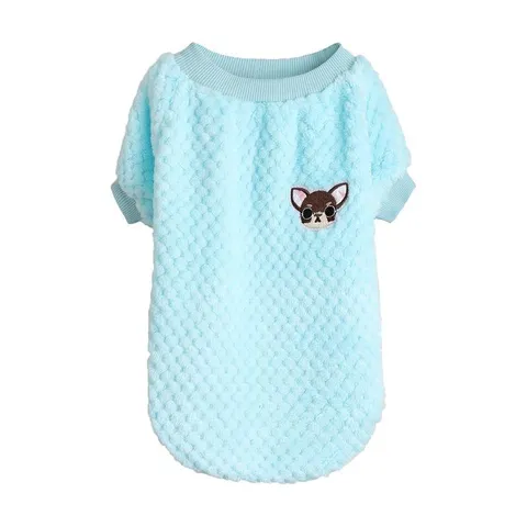 Soft Coral Fleece Dog Clothes Cute Cartoon Dog Embroidery Winter Warm Pet Sweatshirt Small Medium Dogs Puppy Apparel