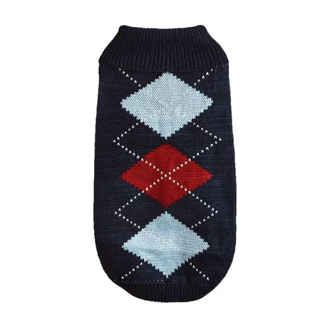 Small Dog Sweater Autumn Winter Warm Knitwear Argyle Pattern Lapel Pet Clothes For Puppy Chihuahua Small Dogs Apparel