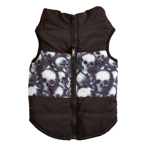 Halloween Pet Dog Clothes Winter Warm Cotton Vest With Traction Hole Skull Snowflake Elk Print Dog Apparel Pet Supplies
