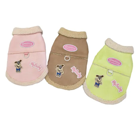 Pet Warm Fleece Lamb Suede Winter Coat Cute Cartoon Puppy Embroidery Thickened Jacket Apparel For Small Dogs Cats