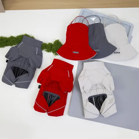 Imperméable Pour Chien Imperméable Avec Capuche Amovible Bande Réfléchissante Sangles Réglables Veste De Pluie Pour Animal De Compagnie