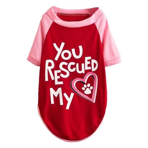 Pet Dog T-Shirt Breathable Polyester Puppy Clothes Cute Letter Heart Print Raglan Sleeve Small Dog Apparel Outfit