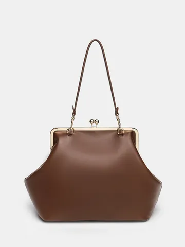 European Retro Light Luxury Design Kiss-Lock Handbag Women Large Capacity Commuting Fashion All-Match Evening Tote Bag