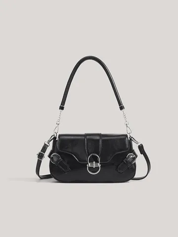 Women's PU Leather Small Square Bag Fashion Chain Shoulder Crossbody Bag Casual Chic Solid Color Underarm Bag