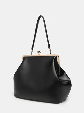 European Retro Light Luxury Design Kiss-Lock Handbag Women Large Capacity Commuting Fashion All-Match Evening Tote Bag