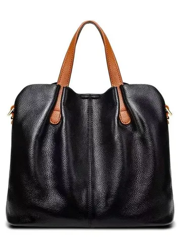 Women Fashion Minimalist Soft Leather Tote Bag Large Capacity Commuter Handbag Casual Versatile Shoulder Bag