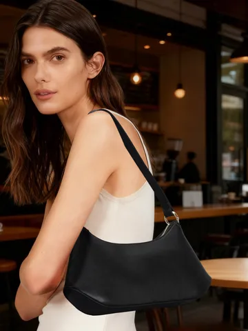 Women Fashion PU Leather Shoulder Bag Casual Minimalist Underarm Hobo Bag Solid Color Daily Commute Handbag