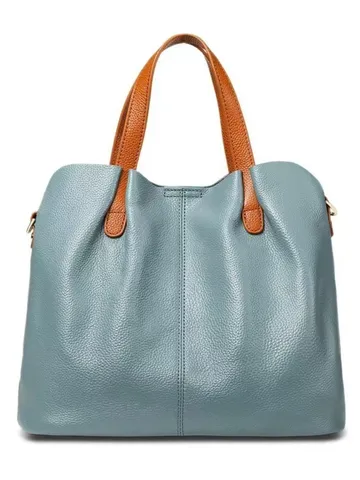 Women Fashion Minimalist Soft Leather Tote Bag Large Capacity Commuter Handbag Casual Versatile Shoulder Bag