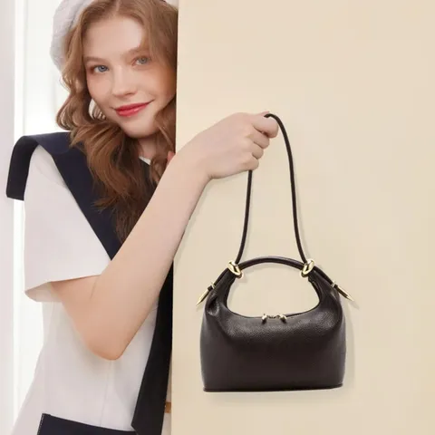 Minimalist PU Leather Dumpling Handbag Women Solid Color Casual Commuter Top Handle Bag Fashion Shoulder Bag