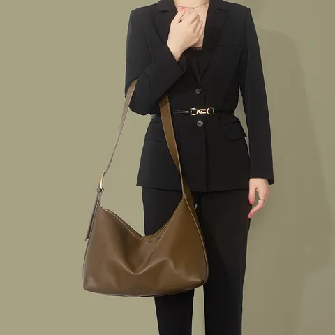Women's Casual Large Capacity PU Leather Tote Bag Soft Solid Color Shoulder Crossbody Bag Fashion Commuter Handbag