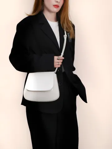 Women PU Leather Saddle Bag Retro Crossbody Bag Fashion Solid Color Stitching Daily Matching Shoulder Bag
