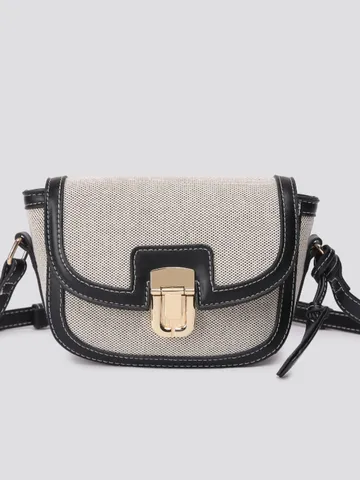 Women's Retro Contrast Color Saddle Bag PU Leather Crossbody Shoulder Bag