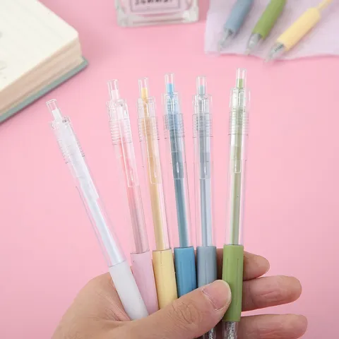 Morandi Color Retractable Gel Pen Cute Student Writing Pen Minimalist Plastic Water Based Signature Pen Office Stationery