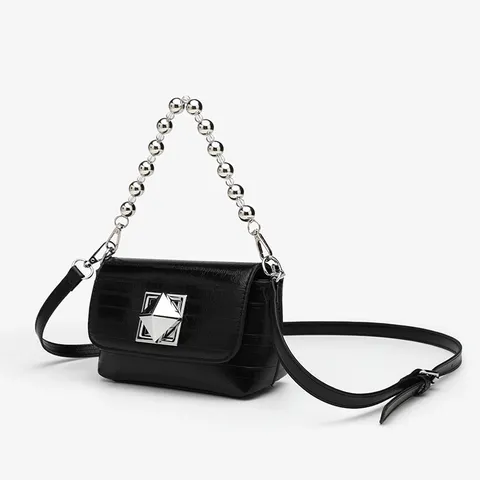 Fashion Minimalist PU Leather Crossbody Bag Women Urban Casual Chain Square Bag Solid Color Chic Shoulder Handbag