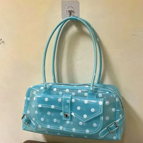Donne Trasparente PVC Jelly Borsa Tote Carino Stampa a Pois Borsa Moda Casual Grande Capacità Spalla Sottobraccio Cuscino Borsa