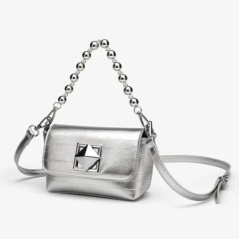 Fashion Minimalist PU Leather Crossbody Bag Women Urban Casual Chain Square Bag Solid Color Chic Shoulder Handbag