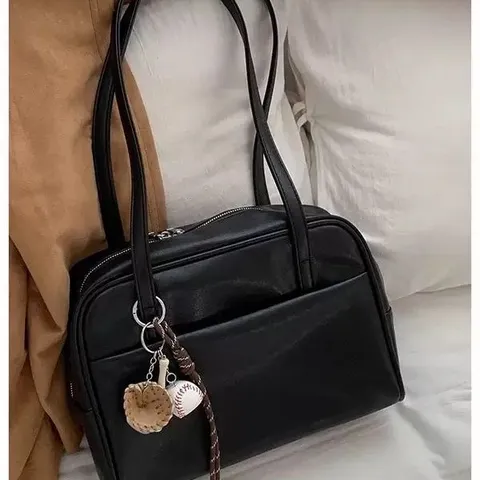 Vintage PU Leather Tote Bag For Women Large Capacity Casual Shoulder Bag Simple Solid Color Underarm Handbag With Zipper