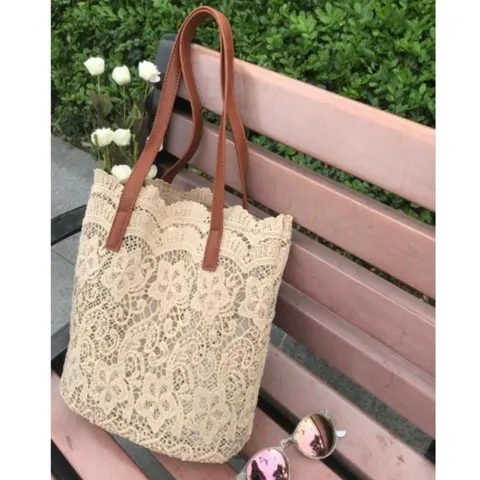 Womens Large Capacity Lace Tote Bag Casual Bucket Shoulder Bag Fashion Shopping Handbag For Daily Commute