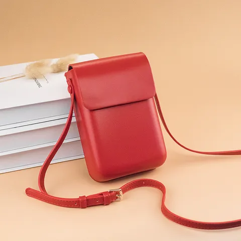 Vintage PU Leather Mini Crossbody Bag Vertical Phone Bag Casual Small Shoulder Bag For Women Daily Matching
