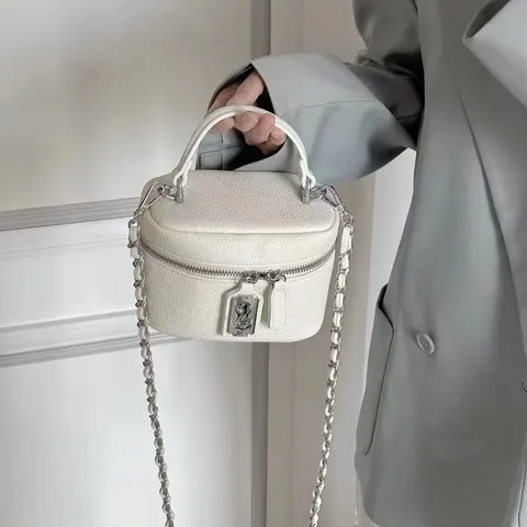 Women's PU Leather Crossbody Bag Fashion Chain Vanity Box Handbag Small Casual Shoulder Bag With Metal Lock