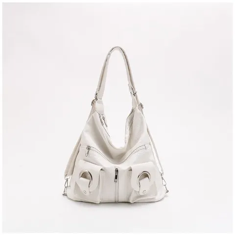 Women PU Leather Backpack Y2K Motorcycle Style Casual Tote Bag Large Capacity Soft Leather Multi Pocket Shoulder Bag