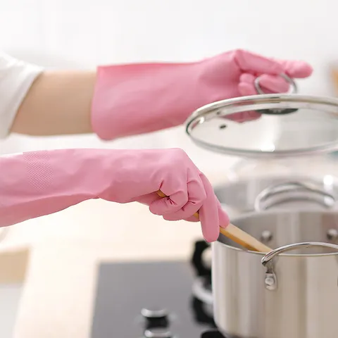 Household Cleaning Gloves Synthetic Rubber Waterproof Non Slip Kitchen Dishwashing Gloves Practical Utility Gloves