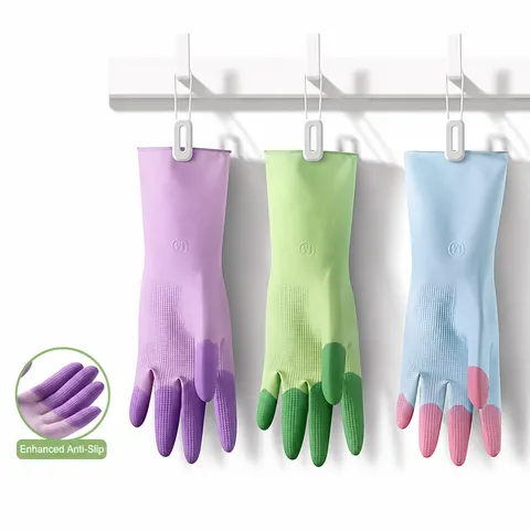 Household Rubber Dishwashing Gloves Thickened Waterproof Oil-Proof Kitchen Laundry Cleaning Gloves For Women