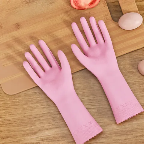 Household Cleaning Gloves Waterproof PVC Thickened Dishwashing Gloves Non-Slip Kitchen Laundry Rubber Gloves For Women Men