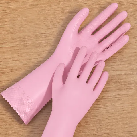 Household Cleaning Gloves Waterproof PVC Thickened Dishwashing Gloves Non-Slip Kitchen Laundry Rubber Gloves For Women Men