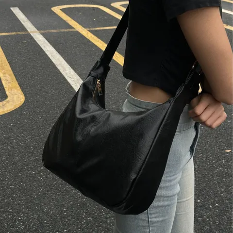 Women Large Tote Bag PU Leather Casual Commuting Shoulder Crossbody Bag Vintage Solid Color Hobo Handbag