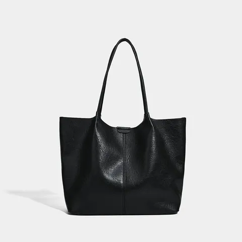 Women's Large Capacity PU Leather Tote Bag Retro Minimalist Commuter Shoulder Bag Casual Daily Handbag