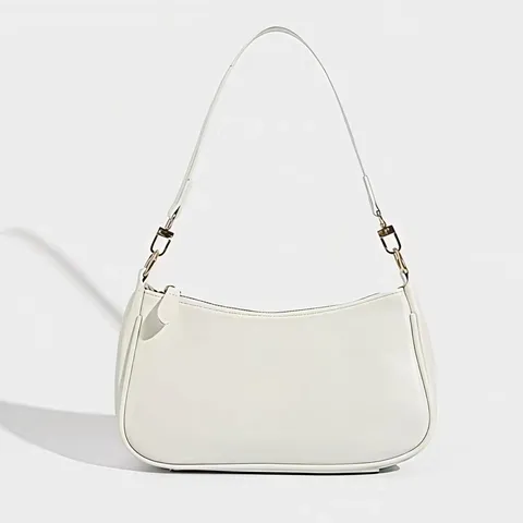 Women Casual PU Leather Shoulder Bag Solid Color Underarm Baguette Bag Chic Chain Handbag Daily Commuter Bag