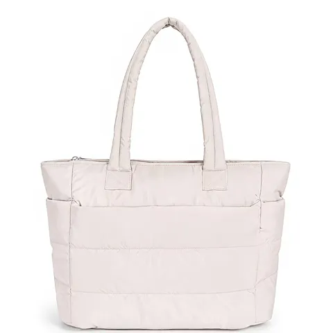 Puffy Quilted Tote Bag For Women Large Capacity Soft Down Feeling Nylon Shoulder Bag Lightweight Casual Daily Handbag